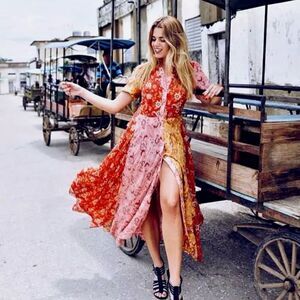 ZARA Dress BLOGGER FAVORITE Patchwork Paisley Handkerchief Hem Size M